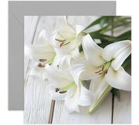 White Lily Flowers Photo Greeting Card - Sympathy and Condolences Gifting for Friends and Family - Beautiful Photography Art - Premium Card with Envelope - Blank Inside for Message