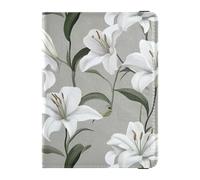 White Lily Grey Passport and Vaccine Card Wallet Combo Travel Documents Organizer Protector Passport Holder Case for Men and Women Waterproof