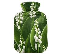 White Lily of The Valley Beauty Summer Flowers Cute hot Water Bottle with Soft Cover, 2L hot Compress for Arthritis, Arthritis, Bolsa de calor para Dolor Menstrual