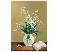 White Lily Of The Valley Flowers Hand Painted Modern Flowers Artwork Abstract Floral Oil Paintings On Canvas Wall Art For Living Room Bedroom Home Decorations 100X150Cm（39X59Inch
