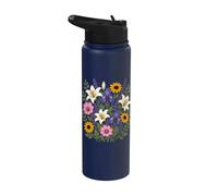 White Lily Purple Iris Lavender Cottagecore Floral Stainless Steel Insulated Water Bottle