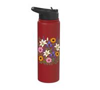 White Lily Purple Iris Lavender Cottagecore Floral Stainless Steel Insulated Water Bottle