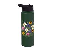 White Lily Purple Iris Lavender Cottagecore Floral Stainless Steel Insulated Water Bottle