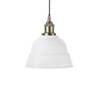 White Lincoln Painted Dome Pendant Light With Brushed Chrome Lamp Holder And Grey Twisted Cable - Se Home