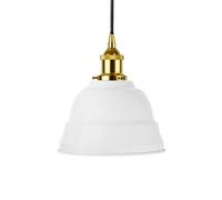 White Lincoln Painted Dome Pendant Light With Gold Lamp Holder And Black Round Cable - Se Home