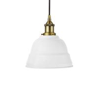 White Lincoln Painted Dome Pendant Light With Matt Antique Brass Lamp Holder And Black Round Cable - Se Home