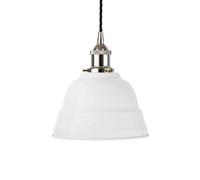 White Lincoln Painted Dome Pendant Light With Nickel Lamp Holder And Black Twisted Cable - Se Home