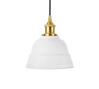 White Lincoln Painted Dome Pendant Light With Polished Brass Lamp Holder And Black Round Cable - Se Home