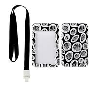 White Line Art Crystal Badge Holder with Black Lanyard, Sliding Badge Holder, Vertical Cards Protector for Worker, Vertical Name Badges Protector for Paramedic, Teacher Stuff Bus Driver Accessories