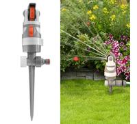 White Line Gear Drive Lawn Sprinkler With 4 Spray Patterns, Adjustable Head, Spike Mount For Full Or Part-Circle Coverage
