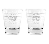 White Lined Espresso Shot Glass Measure for Coffee Espresso Machines - 85ml - by EDESIA ESPRESS - 2 Pack