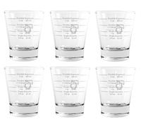 White Lined Espresso Shot Glass Measure for Coffee Espresso Machines - 85ml - by EDESIA ESPRESS - 6 Pack