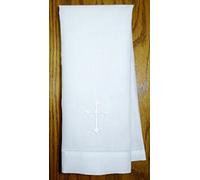 White Linen Baptism Cloth with White Cross Towel Size