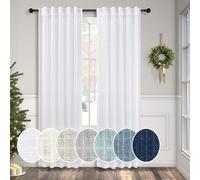 White Linen Curtains 38 Inch Wide for Bedroom 2 Panels Back Tab Rod Pocket Lightweight Flowy Cotton Textured Semi Sheer Boho Farmhouse Curtains for Living Room Classic Vintage Decor Width 38x84 Long