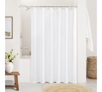 White Linen Shower Curtain Boho Shower Curtain for Bathroom Luxury Elegant Textured Linen Blend Cloth Cotton Fabric Water Repellent Off White Boho Farmhouse Decor Bath Drapes with Hooks, 72x72 Inch