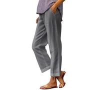 White Linen Trousers Womens Tall Summer Loose Palazzo Lounge Pants with Pockets Elastic Waist Wide Leg Boho Trousers Ladies Casual Tracksuit Bottom Joggers