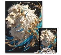 White Lion Feathers Puzzles 1000 Pieces for Adults Wooden Jigsaw DIY Decoration Brain Challenge for Adult Family 1000 PCS(75x50cm)