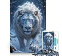 White Lion in Winter Forest Jigsaw 1000 Pieces Focus Building Toy Zero Gap Rewarding Activity for Rainy Days (38x52cm)