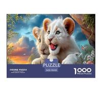 White Lion Jigsaw Puzzles Puzzles for Adults Kids. 1000 Piece Sunset Mountain Whimsical Challenge Toy Home Decoration for Adults& Kids Age 14 Years Up 70x50cm/1000pcs