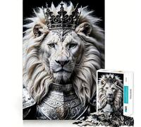 White Lion King Jigsaw 1000 Pieces for Teenagers Mind Boost Fun Zero Gap Captivating Leisure for Cozy Indoors (38x26cm)