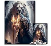 White Lion King JigsawPuzzle 1000 Pieces for Adults Wooden Puzzles Family Interactive Game Craft Gift with Colorful Artwork 1000 PCS(75x50cm)