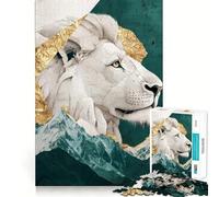 White Lion Mountain 1000 Piece Jigsaw Puzzles Mind Challenge Toy High Precision Die Cut Amusing Challenge for Waiting Time (38x52cm)