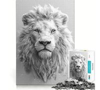 White Lion Portrait 1000 Adult Pieces Jigsaw Puzzle Mind Challenge Toy Neat Cut Perfect Alignment Family Fun Night Activity (50x75cm)