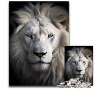 White Lion Portrait 1000 Pieces Puzzles for Adults Wooden Jigsaw Perfect for Family Fun Party Games Birthday Party Favors 1000 PCS(75x50cm)