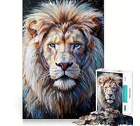 White Lion Portrait Adults 1000 Pieces Puzzle Mental Fun Game Advanced Laser Cutting Tech Amusing Challenge for Waiting Time (50x75cm)