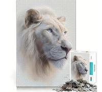 White Lion Portrait Adults 1000 Pieces Puzzle Mental Fun Game Advanced Laser Cutting Tech Amusing Challenge for Waiting Time (38x26cm)