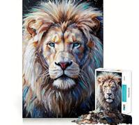 White Lion Portrait Jigsaw 1000 Pieces Memory Skill Fun Smooth Edge Perfect Interlock Fun-filled Way to Fill Empty Hours (38x26cm)