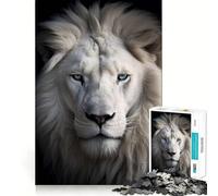 White Lion Portrait Jigsaw for Adults1000 Pieces Brain Focus Game Precision Cut Smooth Edges Amusing Challenge for Waiting Time (50x75cm)