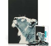 White Lion Portrait Jigsaw Puzzle 1000 Pieces Cognitive Fun Play High Precision Die Cut Unique Gift for Stress Relief (38x52cm)