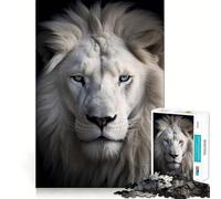 White Lion Portrait Jigsaw Puzzle 1000 Think Boost Game Tight Lock No Loose Pieces Interactive Brain Challenge for Home (38x52cm)