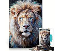White Lion Portrait Puzzle for Adults 1000 Pieces Memory Play Game Firm Fit Secure Assembly Meaningful Connection Building Game (38x52cm)