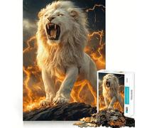 White Lion Roaring in Storm Jigsaw Puzzles1000 Pieces Recall Skill Fun Professional Grade Cutting Thoughtful Gift for Mind Activity (38x26cm)