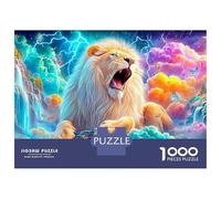 White Lion Roars Amid Lightning Skies 1000 Piece Jigsaw Puzzle The Lion Classic Jigsaw Puzzles for Kids & Adults 70x50cm/1000pcs