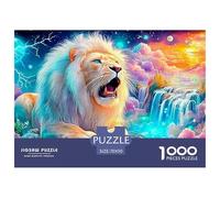 White Lion Roars Under Electric Moon 1000-Piece Jigsaw Puzzle Lion Brainteasing Challenge for All Ages 70x50cm/1000pcs