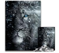 White Lion Snow Blue Eyes Puzzles 1000Pieces for Adults Jigsaw Puzzles Perfect for Family Gatherings Birthdays Holidays 1000 PCS(38x26cm)