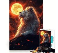 White Lion Under Moon Jigsaw for Adults 1000 Pieces Brain Memory Game Laser Cut for Flawless Fit Unique Gift for Stress Relief (50x75cm)