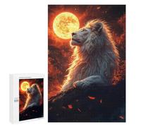 White Lion Under Moon Jigsaw Puzzle, 1000 PCS, Indoor Activity for The Home, Screen-free Entertainment for Adults And Families