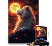 White Lion Under Moon Teenager Jigsaw Puzzles 1000 Pieces Cognitive Memory Soothing Downtime Exact Cut Birthday Gift (50x75cm)