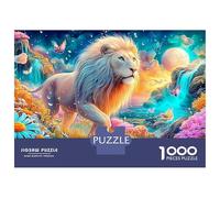 White Lion Walks through Vivid Blooms 1000-Piece Jigsaw Puzzle The Lion Educational Toy for Kids & Adults 70x50cm/1000pcs