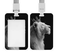 White Lion Wearing A Crown ID Badge Holder Retractable Clip Card Holder Card Protector Name Badge Name Tag for Work Office Doctor Nurse