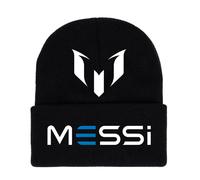 (White) Lionel Messi Knitted Black Cap Unisex Round Top Hat Warm Daily Wear Fans Gifts