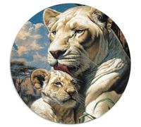 White Lioness Licking A White Lion Cub Rätsel Für Erwachsene || 1000pcs (67.5x67.5cm) Puzzles Lernspiele Home Decor Puzzles