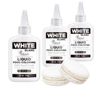 White Liquid Food Colouring, 70g x 3 Bottles - Concentrated Flavorless Vibrant Colouring Set, Food Dye for Baking, Cake Decorating, Icing, Airbrush, Slime Making, Fondant, DIY, Easter Eggs