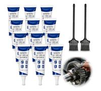 White Lithium Grease, 10g * 12 Multi-Purpose Lubricant for Metal-to-Metal Joint, High Temp Automotive Grease with 2 Brush, Ideal for Brake Machinery Bearing Gears Hinge Sliding Track