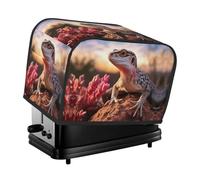 White Lizard Toaster Cover 2 Slice, Waterproof Bread Machine Covers with Pockets Universal Size Kitchen Small Appliance Cover with Handle, Dust and Fingerprint Protection