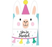 White Llama "You're Invited" Invitations - 8 Pcs